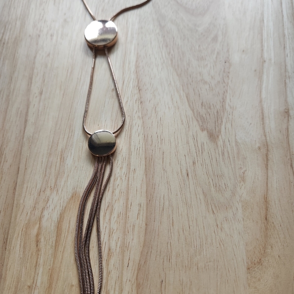 Charming Charlie rose gold necklace approx 19 inches from clasp to bottom - Picture 3 of 5